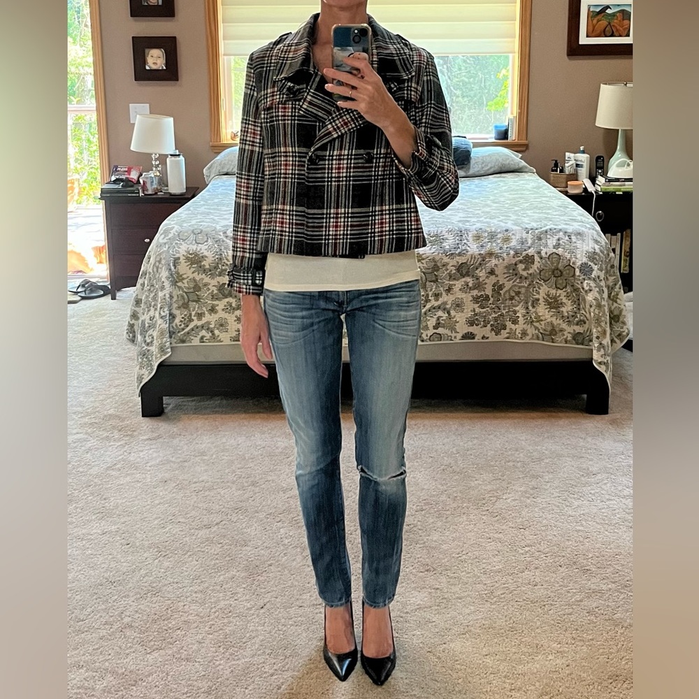 Double-breasted vintage plaid wool coat - preppy to punkish